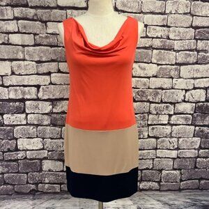 Musette Colorblock Sleeveless Draped Neck Dress Size 6